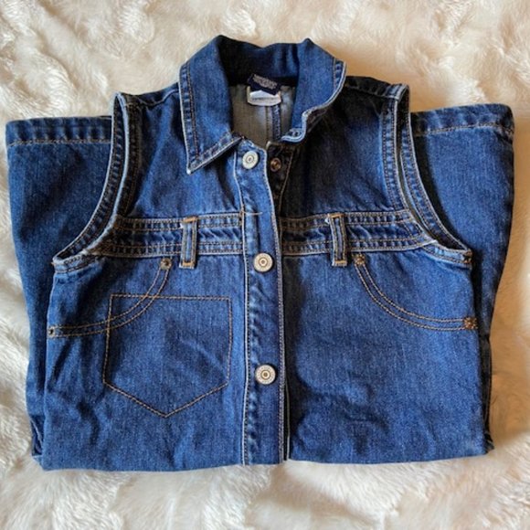 2/$55 Gap Blue Denim Sleeveless Dress Girl's Size 4 - Picture 11 of 12